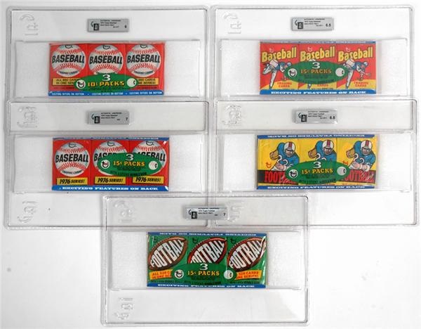 Unopened Cards - 1974-79 Topps Baseball & Football Tray Pack Collection (9)