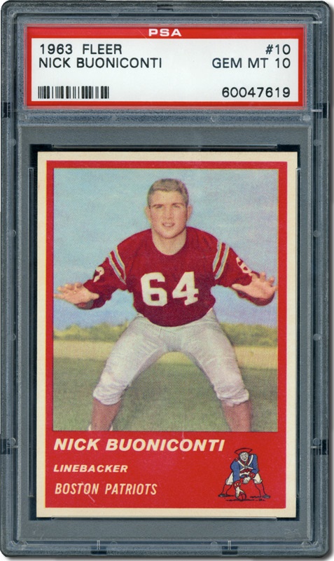 Football Cards - 1963 Fleer #10 Nick Buoniconti PSA 10