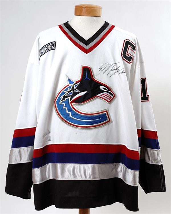 Hockey Sweaters - 1999-2000 Mark Messier Vancouver Canucks Autographed Game Worn Jersey
