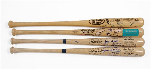 Baseball Autographs - Autographed Bat Collection with All Century, All Star and 500 Home Run Club Signatures (4)