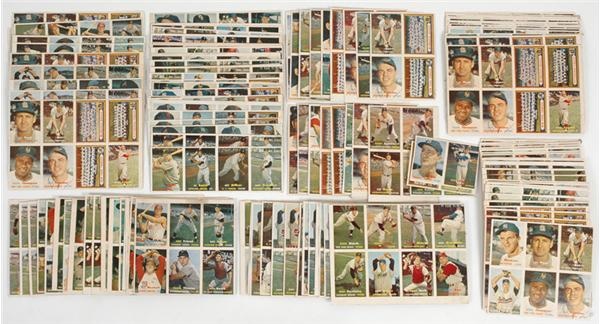 Post War Baseball Cards - 1957 Topps Uncut Strips with Mickey Mantle and Many HOFers (appx 200)