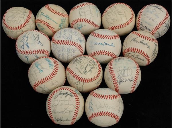 Autographed Baseballs - 1975 Full Run American League Team Signed Baseballs (14)