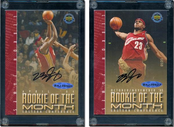 LeBron James Signed Upper Deck 3x5 Cards (2)