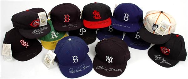 Baseball Autographs - Signed Baseball Cap Collection With Mantle (22)