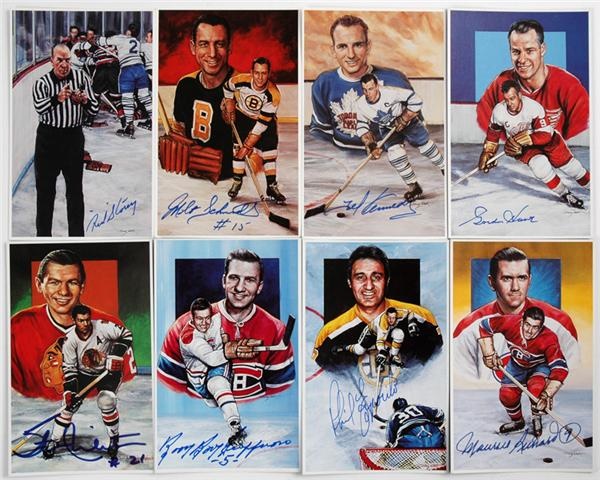 Signed Lithograph with 13 Hockey Hall of Fame Signatures 