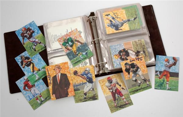 Football - Goal Line Art NFL Hall of Fame Postcard Autographed Set
