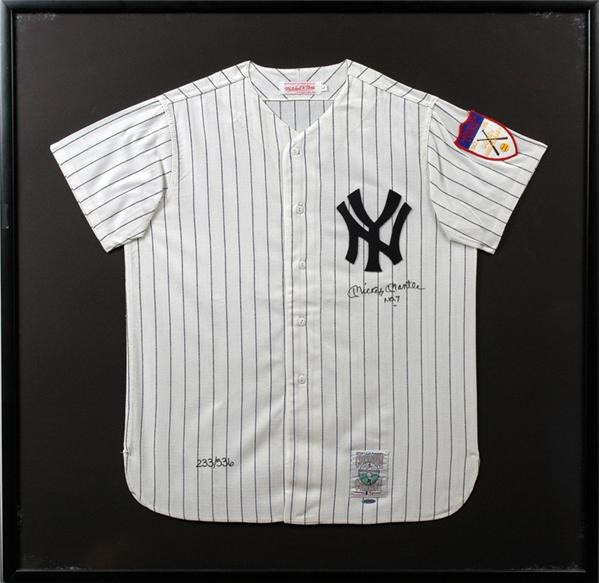 Mickey Mantle Mitchell & Ness Signed Upper Deck Authenticated Jersey with their COA & Hologram (233/536)