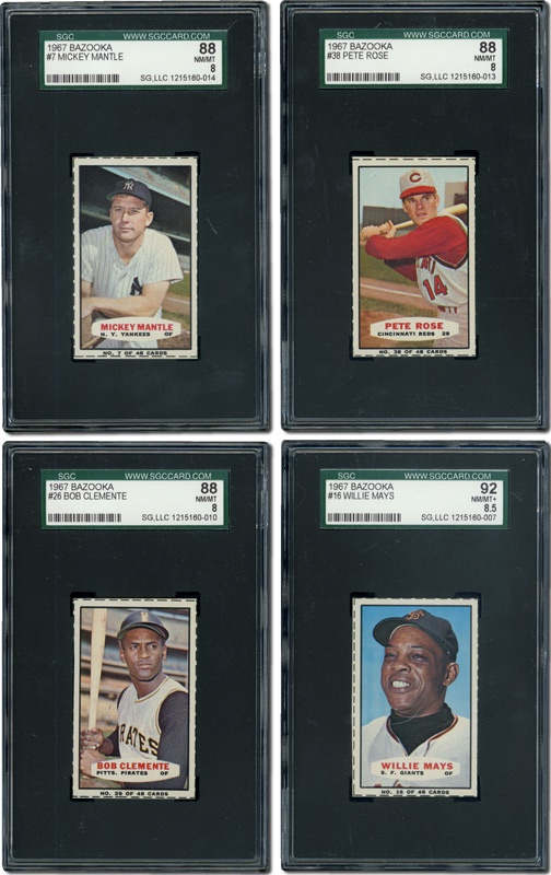 Post War Baseball Cards - High Grade 1967 Bazooka Complete Set of 48 With SGC Graded Stars