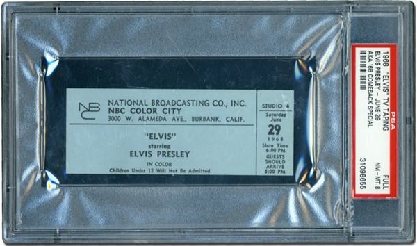 Elvis Presley - “ELVIS” 1968 Comeback TV Special Unused Ticket PSA 8 NRMT-MT