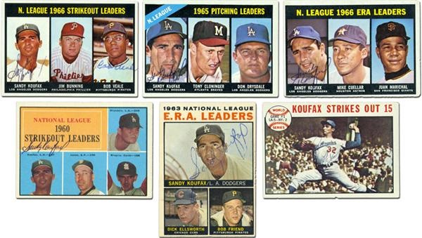 Baseball Autographs - Sandy Koufax Signed Card Collection (6)