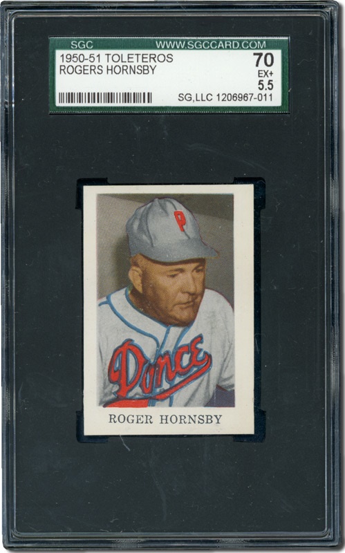 Negro League and Latin Cards - 1950-51 Toleteros Rogers Hornsby SGC 70 EX+ 5.5