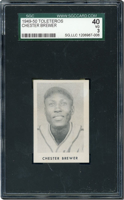 Negro League and Latin Cards - 1949-50 Toleteros Chester Brewer SGC 40 VG 3