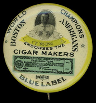 Boston Sports - Circa 1903 Cy Young Cigar Pin (1.5" diam.)