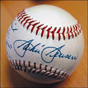 Baseball Autographs - Jackie Jensen Single Signed Baseball for Johnny Orlando