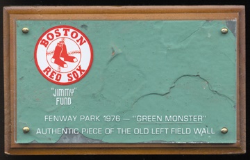 - 1976 Piece of Fenway Park Green Monster (3x5")