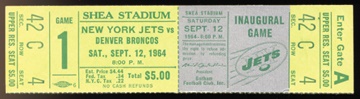 Football - First New York Jets Game at Shea Stadium Unused Ticket