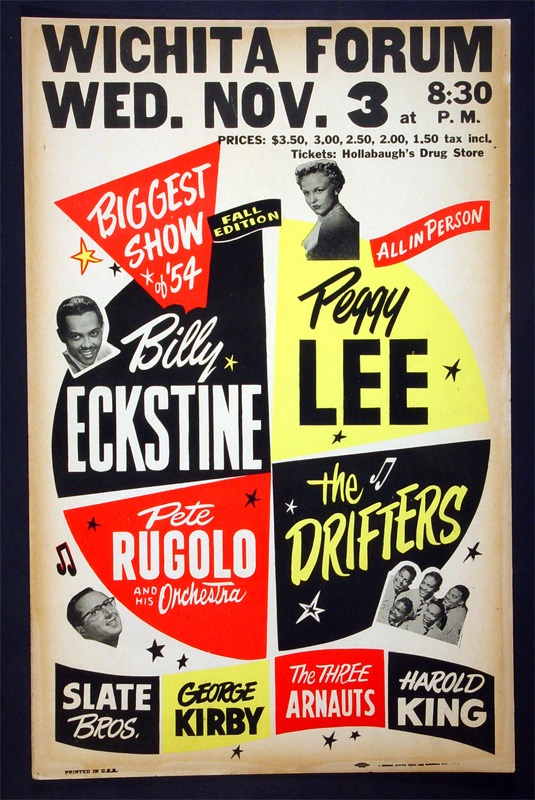 Rock And Pop Culture - Peggy Lee/Billy Eckstine/The Drifters Concert Poster