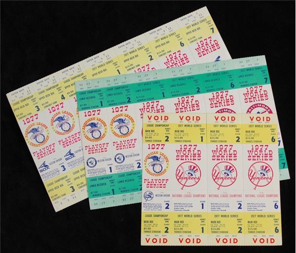 1977 World Series Unused Ticket Sheet with Reggie Jackson Game