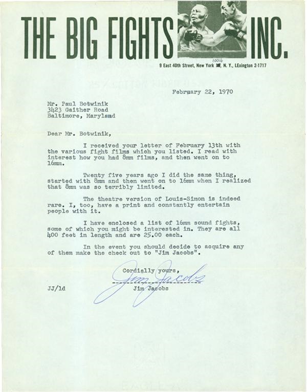 All Sports - Jim Jacobs Autographed Letter Collection