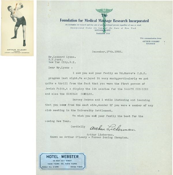 Sid Luckman and Sports Letter Collection Written to Leonard Lyons