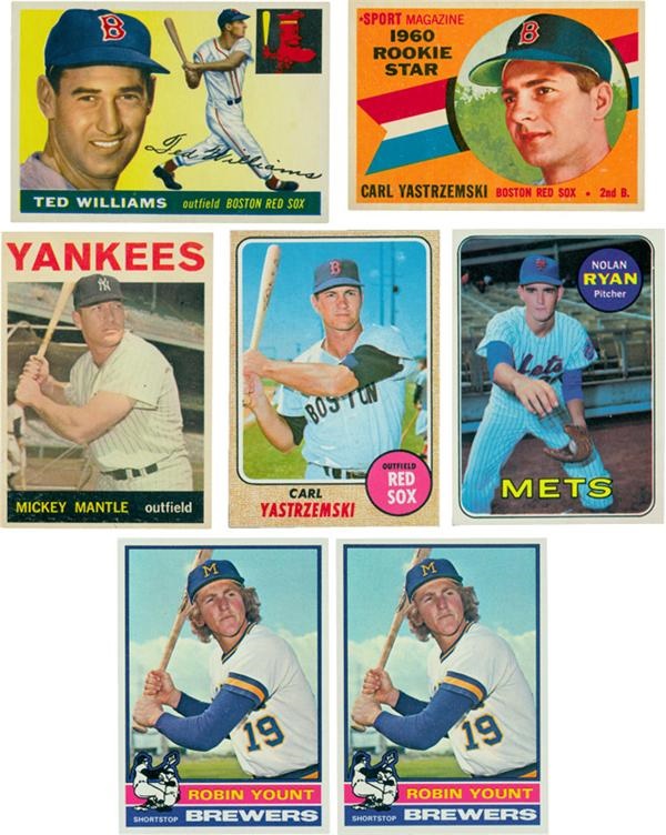 - 1950s-60s Vintage Baseball Card Lot (7) With '55 Topps Ted Williams