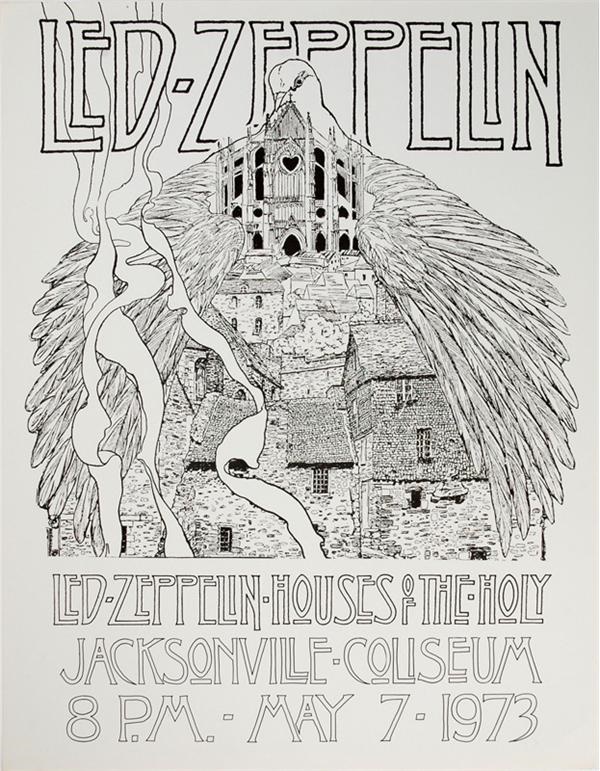 Rock And Pop Culture - 1973 Led Zeppelin Jacksonville Fla.Concert Poster