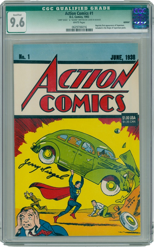 Rock And Pop Culture - Jerry Siegel Signed No. 1 Action Comics