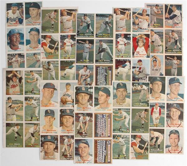 Cards - 1957 Topps Uncut Pannels (10) with Many HOFers (60 total cards)