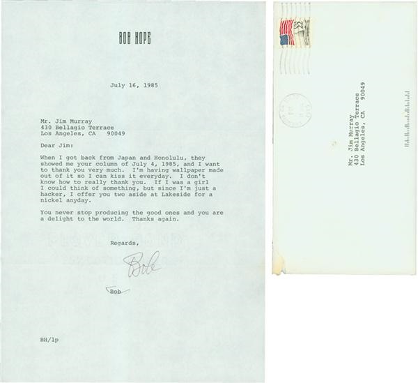 Jim Murray Letter Collection - Bob Hope & Dolores Hope Signed Letters of Praise Collection (3)