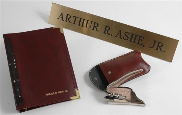 - Arthur Ashe's Notebook, Office Plaque and Book Stamp