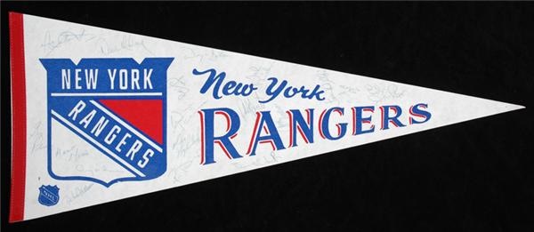 1981-82 New York Rangers Team Signed Pennant
