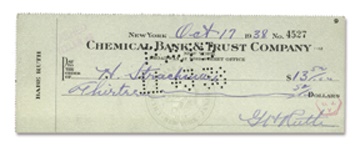 Babe Ruth - 1938 Babe Ruth Signed Check