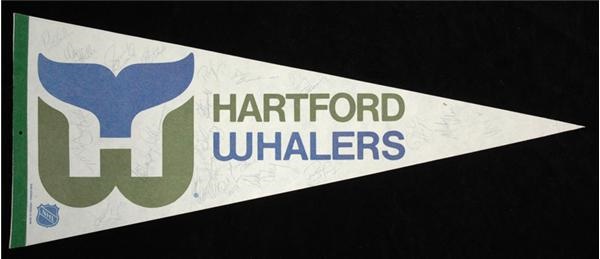 Hockey - 1981-82 Hartford Whalers Team Signed Pennant
