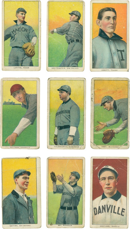 Collection of (10) T206 Southern League Cards with 1 Hindu reverse