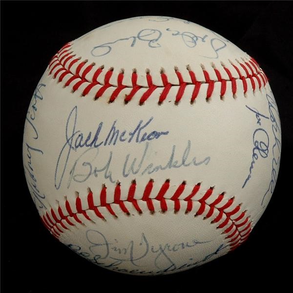 1977 Oakland Athletics Team Signed Baseball w/Shoendienst