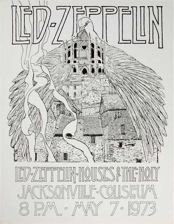 Rock And Pop Culture - 1973 Led Zeppelin Jacksonville Fla. Concert Poster