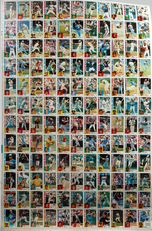 1984 Topps Baseball Uncut Sheet w/Mattingly Rookie