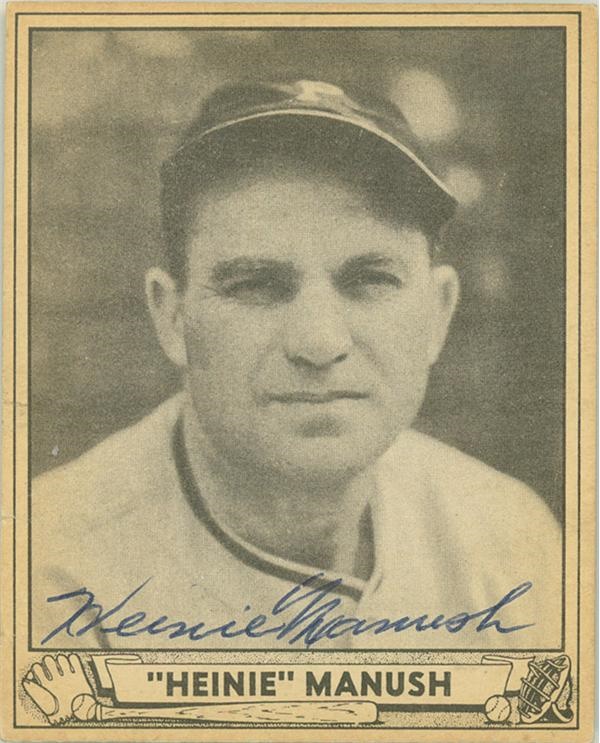 1940 Play Ball Heinie Manush Signed Card