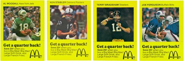 1975 McDonald's Full Set of Quarterback Promotion Cards (4) Featuring Bradhsaw