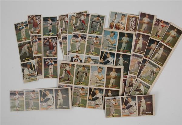 Vintage Cards - Huge Hoard of 1957 Topps Uncut Strips With Several Mantles