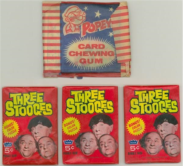 Vintage Cards - 1965 Fleer Three Stooges Packs (3) w/ a 1952 Popeye Pack