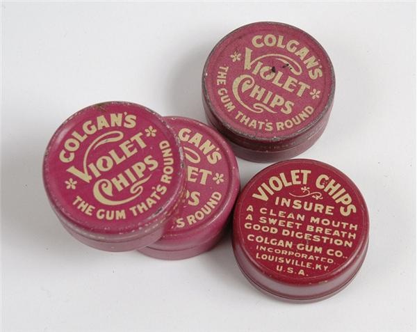 Vintage Cards - Colgan's Violet Chips Tins (4)