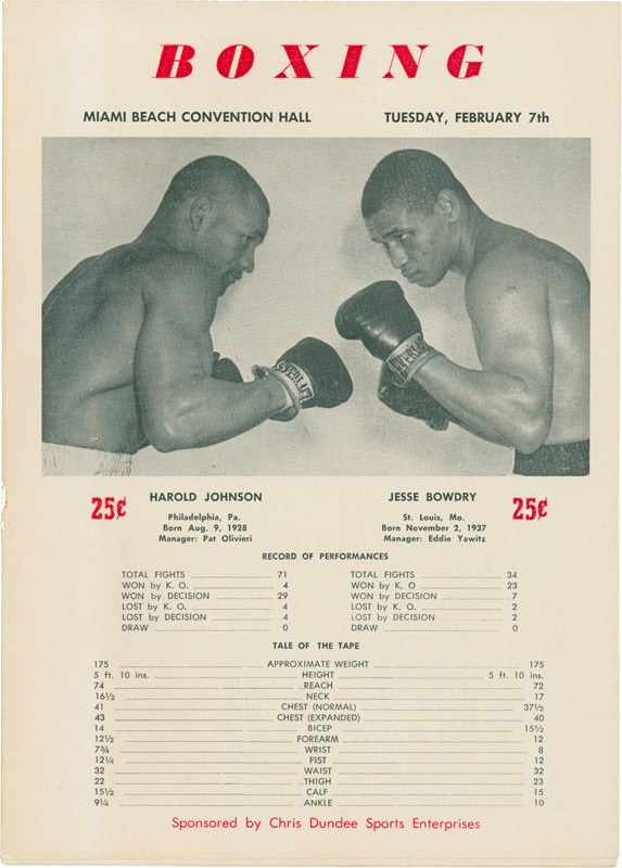 Boxing Program with Cassius Clay Fighting on Undercard