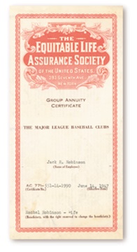 Jackie Robinson - Jackie Robinson's 1947 Insurance Policy