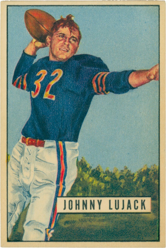 Vintage Cards - 1951 Bowman Johnny Lujack Blank Backed Card