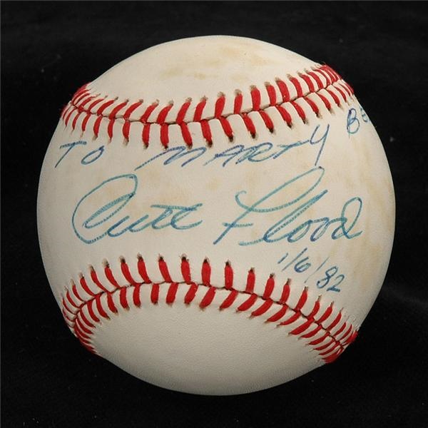 Autographs - Curt Flood Single Signed Baseball