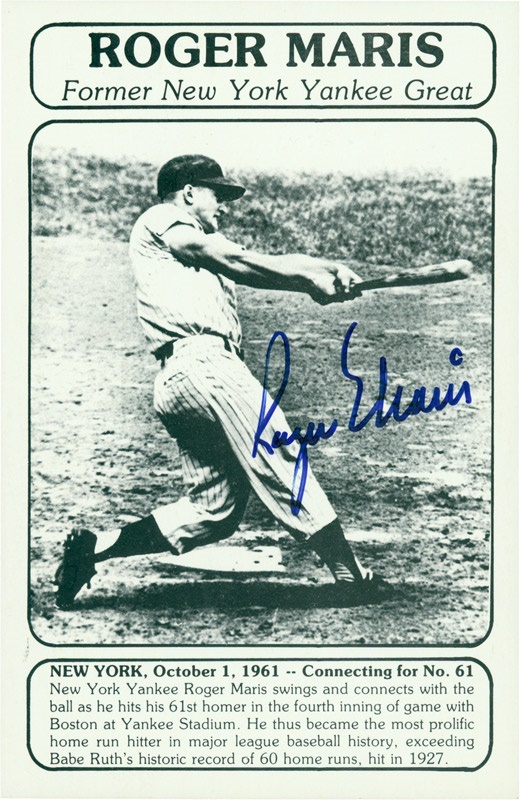 - Roger Maris Signed 61st HR Card