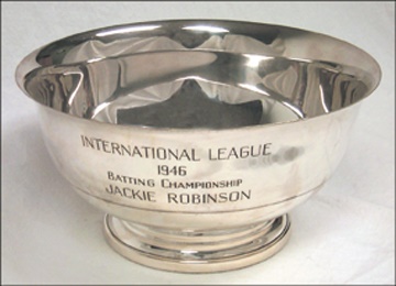 Jackie Robinson - Jackie Robinson's First Major Baseball Award - Jackie Robinson 1946 Batting Championship Silver Presentational Bowl
