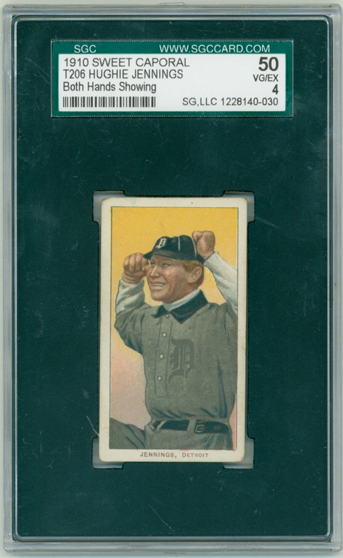 T206 Hughie Jennings Both Hands Showing SGC 50 VG/EX 4