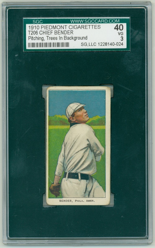 - T206 Chief Bender Pitching, trees In Background SGC 40 VG 3
